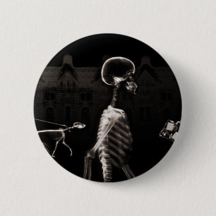 X-Ray Skeletons Midnight Stroll Black Sepia 6 Cm Round Badge