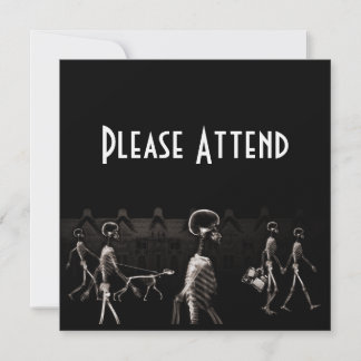 X-Ray Skeletons Midnight Stroll Black Sepia Invitation