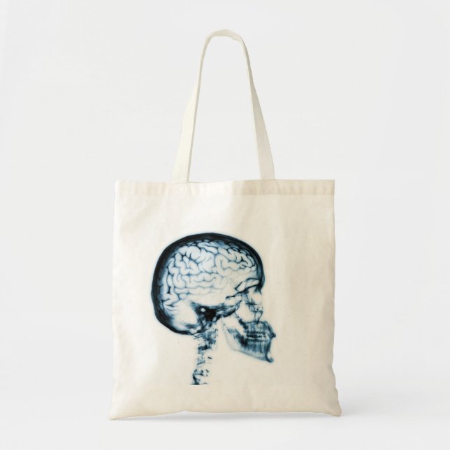 X-RAY SKULL BRAIN - BLUE TOTE BAG (Front)