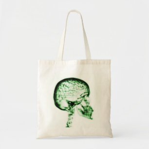 X-RAY SKULL BRAIN - GREEN TOTE BAG