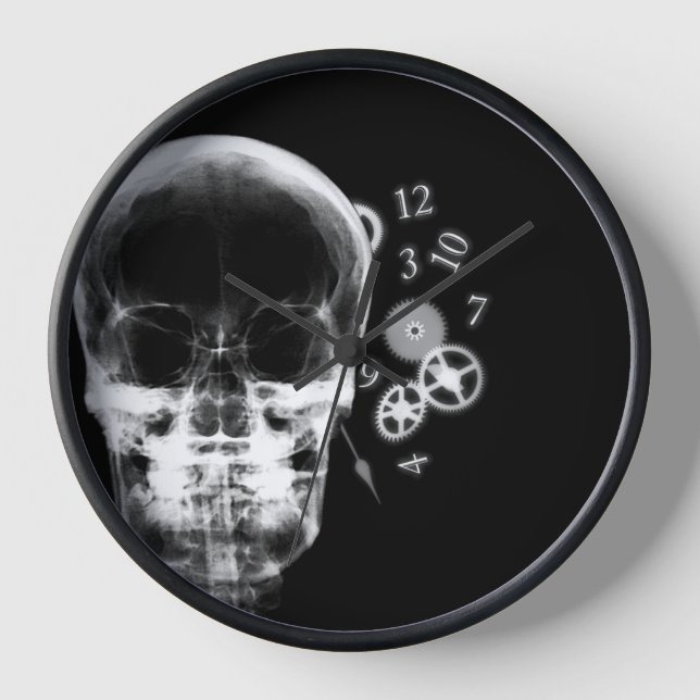 X-Ray Skull & Clock Parts - B&W (Front)