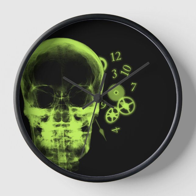 X-Ray Skull & Clock Parts - Lime Green (Front)