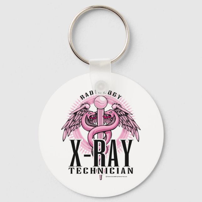 X-Ray Tech Pink Caduceus Key Ring (Front)