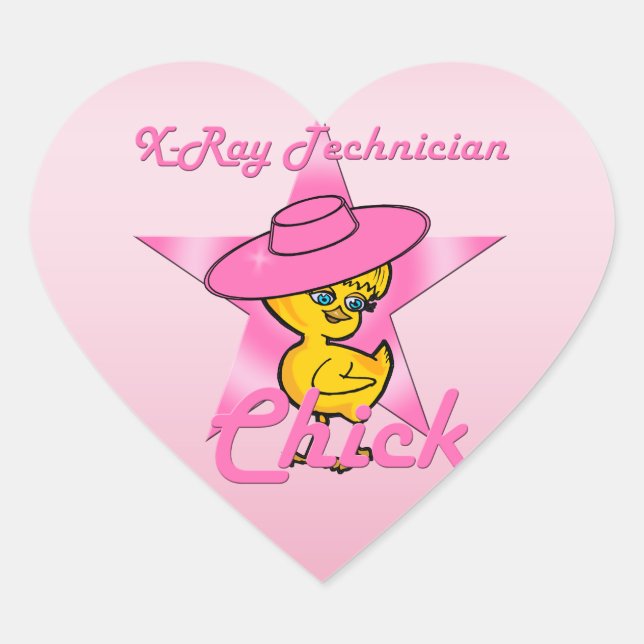 X-Ray Technician Chick #8 Heart Sticker (Front)