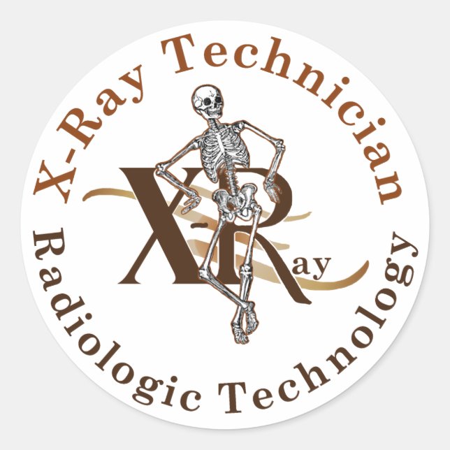X Ray Technician Circle Brown Classic Round Sticker (Front)