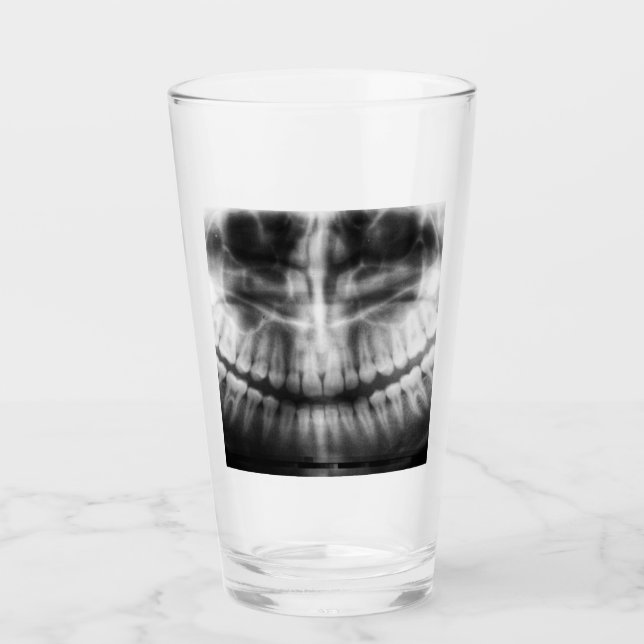 X-Ray Teeth Mouth Smile Black and White Glass (Front)