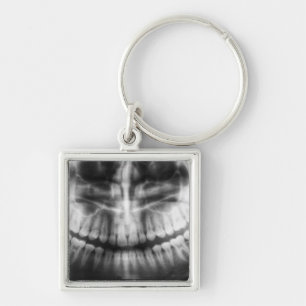 X-Ray Teeth Mouth Smile Black and White Key Ring