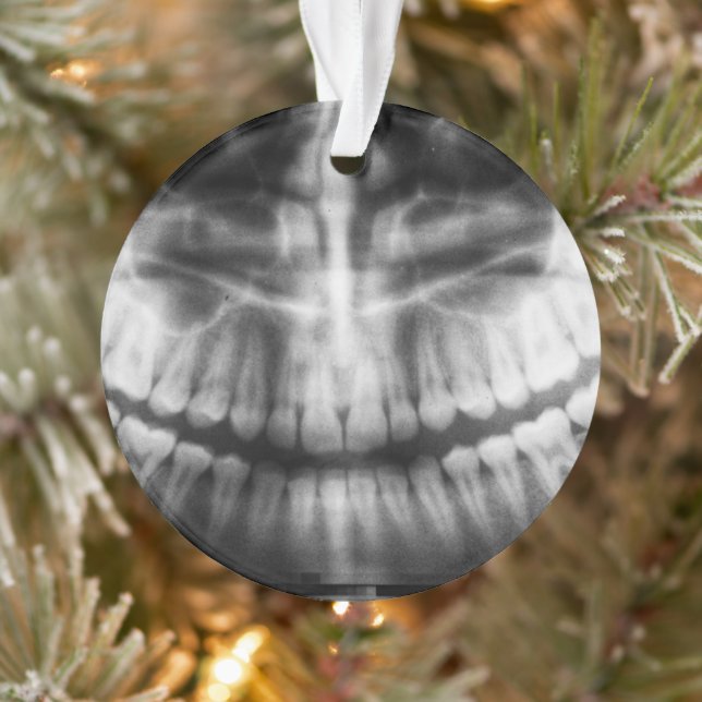 X-Ray Teeth Mouth Smile Black and White Ornament (Tree)