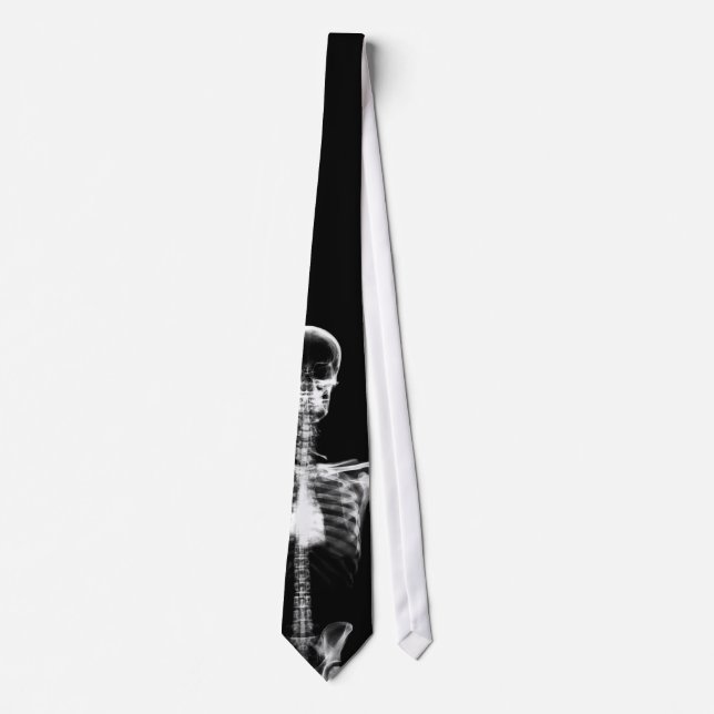 X-Ray Vision B&W Single Skeleton Neck Tie (Front)