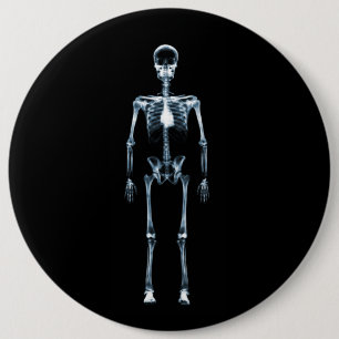 X-Ray Vision Blue Single Skeleton 6 Cm Round Badge