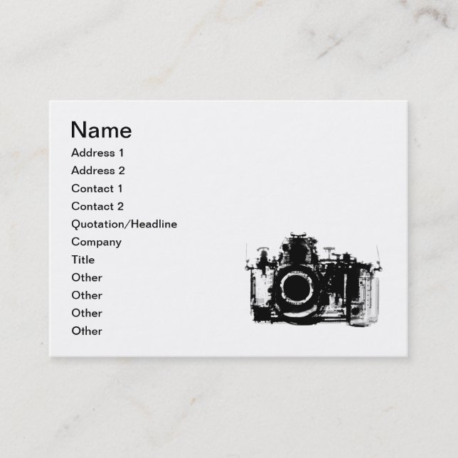 X-RAY VISION CAMERA - BLACK & WHITE BUSINESS CARD (Front)