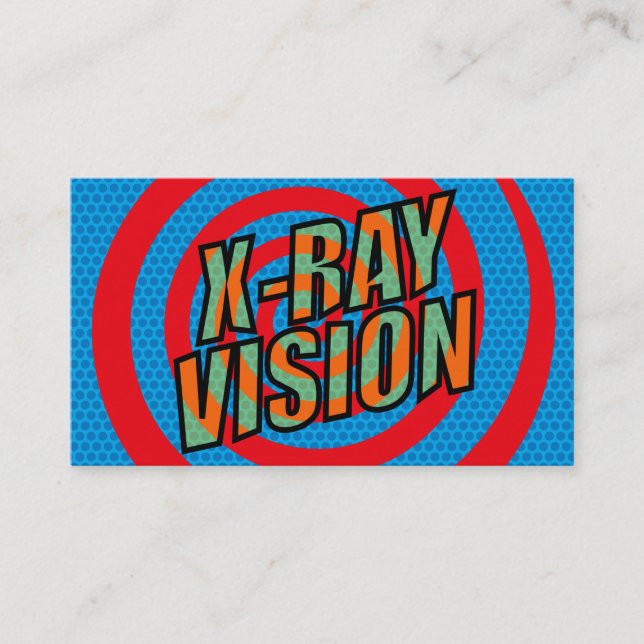 X-RAY VISION Fun Retro Comic Book Business Card (Front)