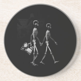 X-RAY VISION SKELETON COUPLE TRAVELING B&W COASTER