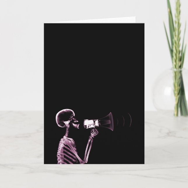 X-RAY VISION SKELETON ON MEGAPHONE -PINK CARD (Front)