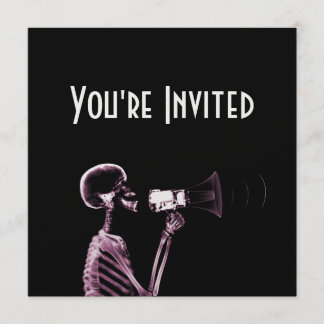 X-RAY VISION SKELETON ON MEGAPHONE -PINK INVITATION