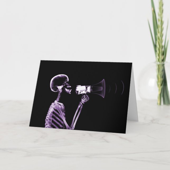 X-RAY VISION SKELETON ON MEGAPHONE - PURPLE CARD (Front)