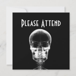 X-RAY VISION SKELETON SKULL - B&W INVITATION