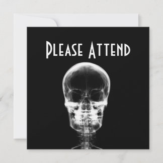 X-RAY VISION SKELETON SKULL - B&W INVITATION