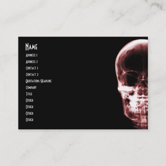 X-RAY VISION SKELETON SKULL - RED BUSINESS CARD (Front)