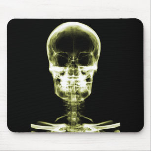 X-RAY VISION SKELETON SKULL - YELLOW MOUSE PAD