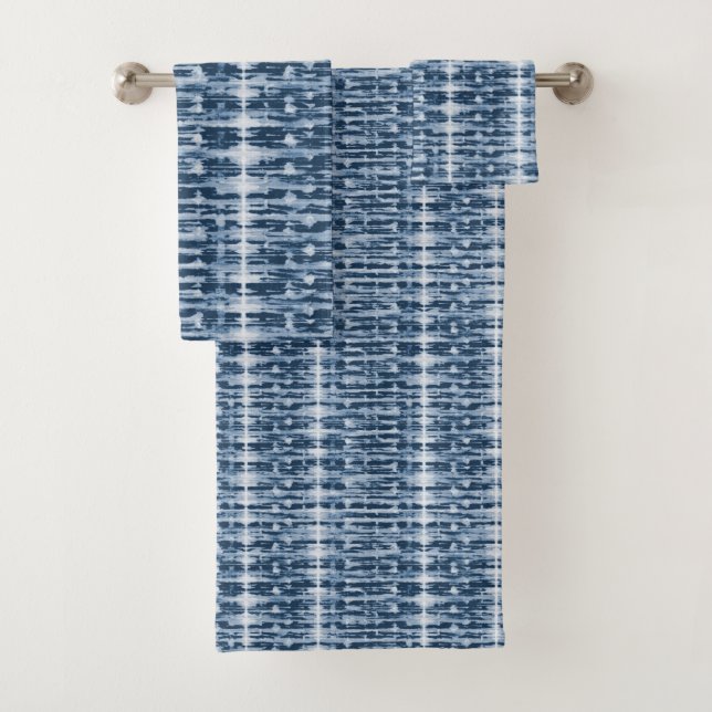 X-Ray Watercolor Shibori Stripe Bath Towel Set (Insitu)