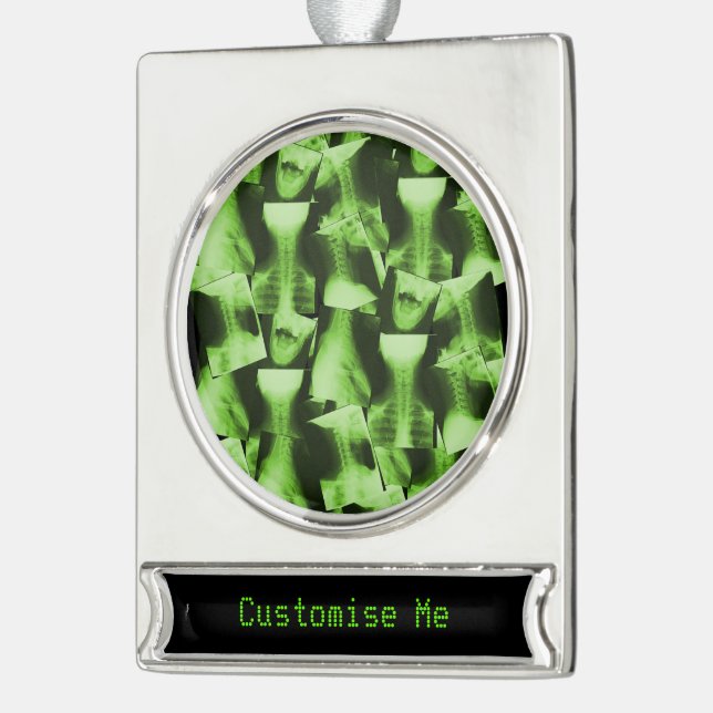X-Rayed Radioactive Green Silver Plated Banner Ornament (Left)