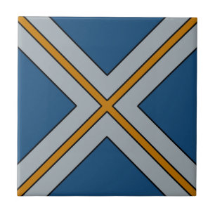 X Stripes in Blue, Gray and Yellow Ceramic Tile