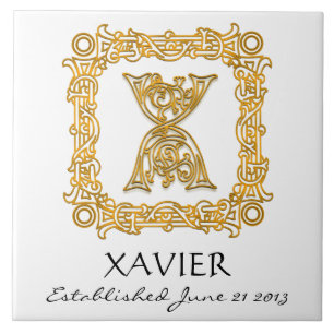 "X" Surname Wedding Anniversary Day Monogram Tile