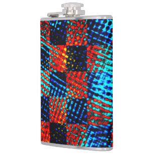 Xadrez azul, laranja, fake sujo ou manchado. hip flask