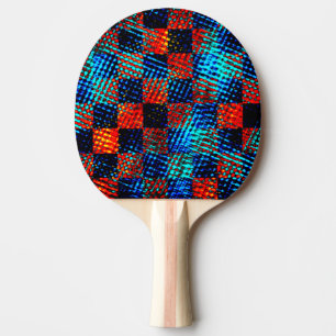 Xadrez azul, laranja quase vermelho, fake sujo ping pong paddle