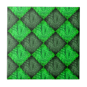 Xadrez verde falsa grama ou folhas de coqueiro. ceramic tile