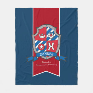 Xander name meaning crest eagle red custom fleece blanket