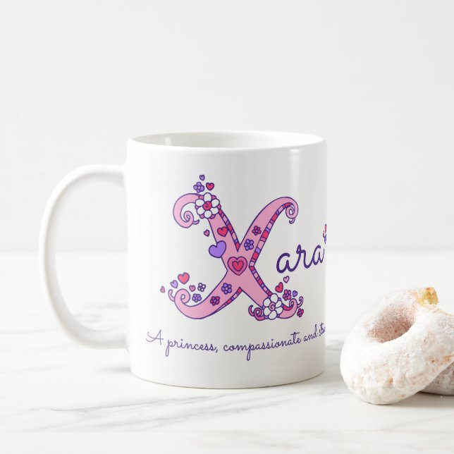 Xara name meaning personalised X monogram mug (With Donut)