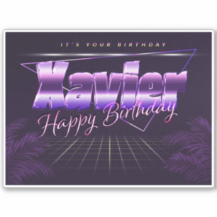Xavier name first name lila retro sticker birthday
