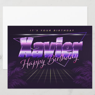 Xavier Name Vorname lila retro Karte Geburtstag Card