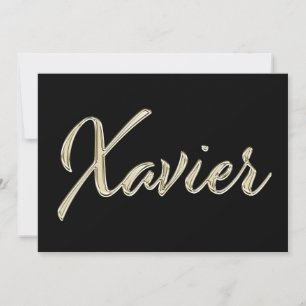 Xavier Name white gold Handwriting Card