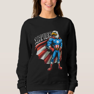 Xavier USA Eagle Patriotic Superhero for Boys Name Sweatshirt