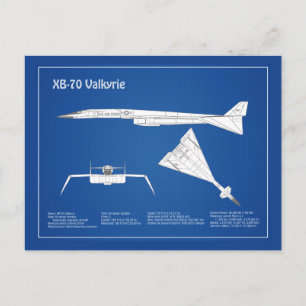 XB-70 Valkyrie - Aeroplane Blueprint Plans ABD Postcard