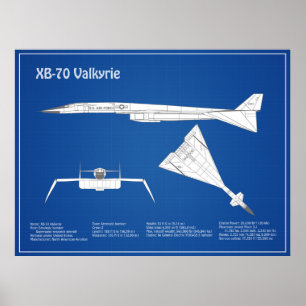 XB-70 Valkyrie - Aeroplane Blueprint Plans ABD Poster