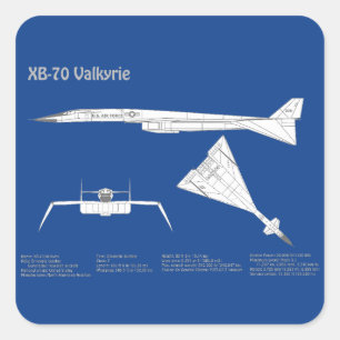 XB-70 Valkyrie - Aeroplane Blueprint Plans ABD Square Sticker