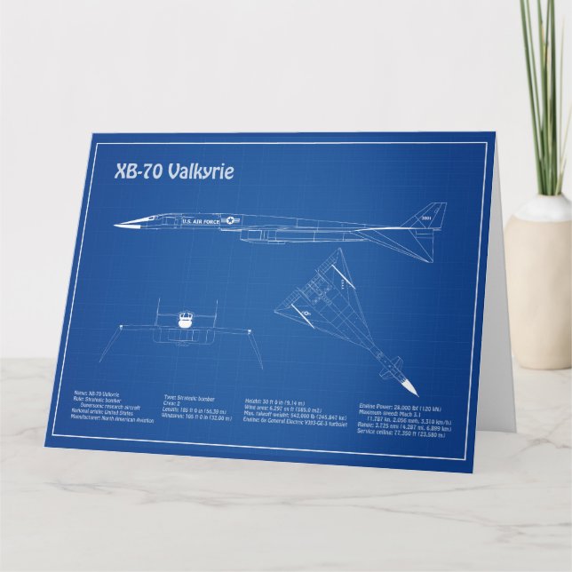 XB-70 Valkyrie - Aeroplane Blueprint Plans AD Thank You Card (Front)