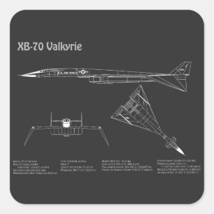 XB-70 Valkyrie - Aeroplane Blueprint Plans PD Square Sticker