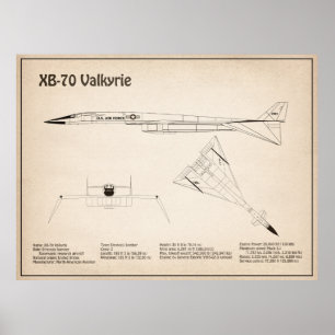 XB-70 Valkyrie - Aeroplane Blueprint Plans SD Poster