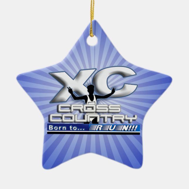 XC BORN TO RUN CROSS COUNTRY LOGO CERAMIC TREE DECORATION (Front)
