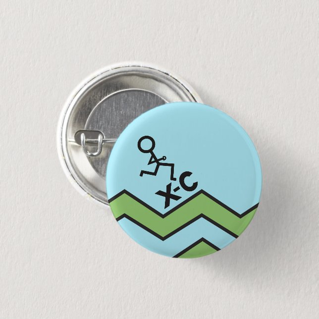 XC Runner Cross Country 3 Cm Round Badge (Front & Back)