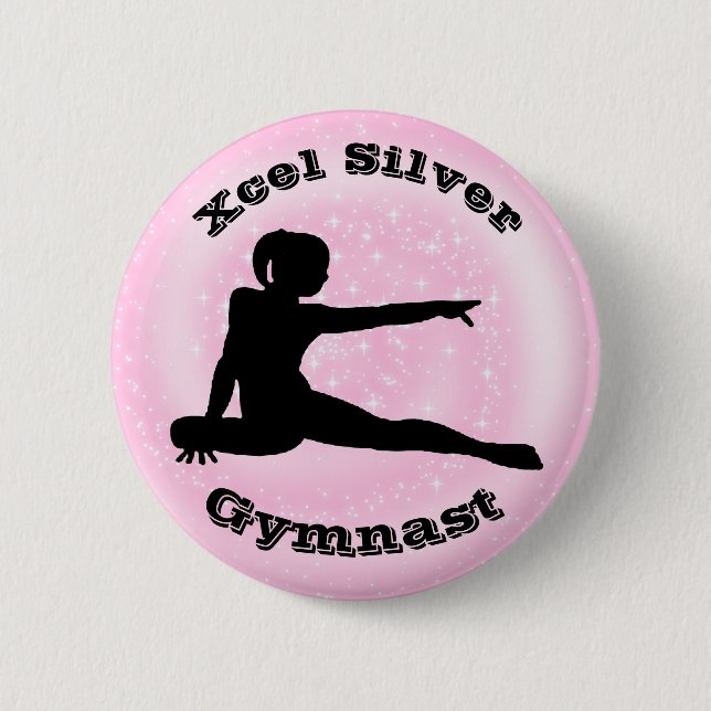 Xcel Silver Gymnast - Girls Gymnastics Button (Front)