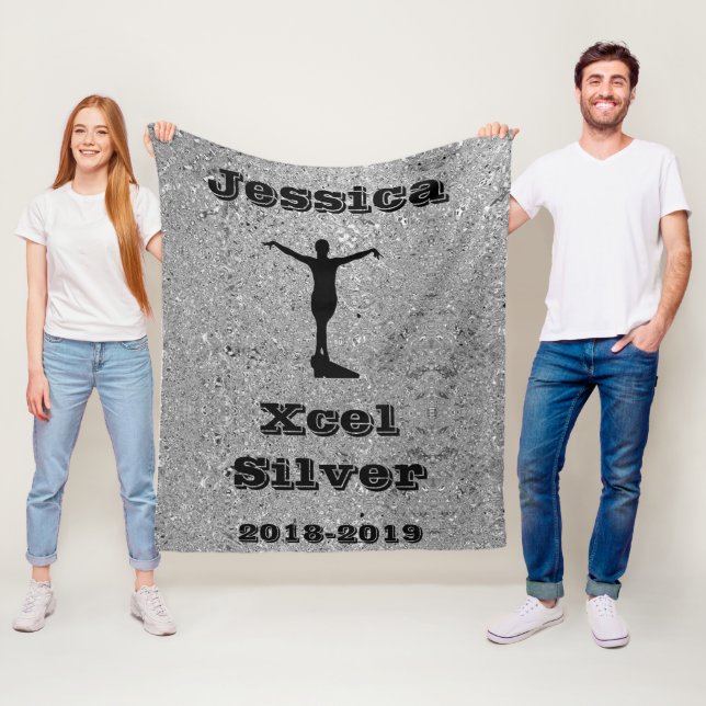 Xcel Silver Gymnastics Personalised Fleece Blanket (In Situ)