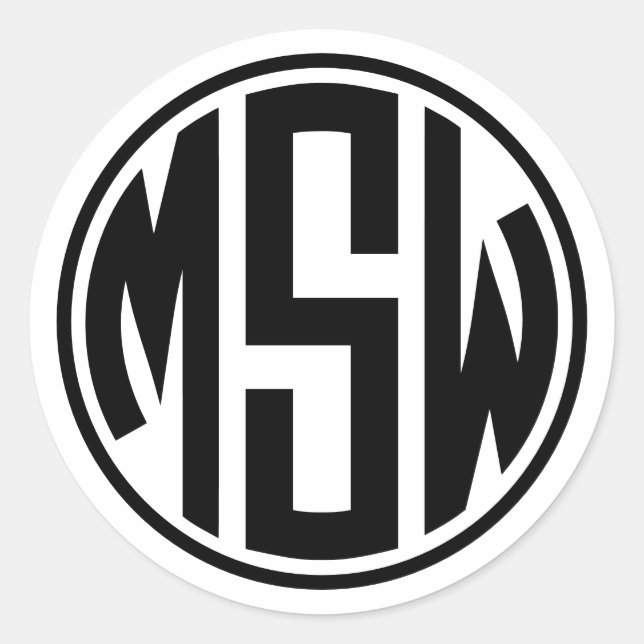 XClassic Vine Script 3 Initial Monagram DIY Colour Classic Round Sticker (Front)