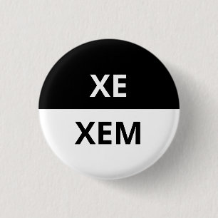 Xe/Xem Pronoun Black & White Badge