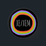 XE/XEM Pronouns Colourful Rainbow Circle Black  3 Cm Round Badge<br><div class="desc">Decorate your outfit with this cool art button. Makes a great  gift! You can customise it and add text too. Check my shop for lots more colours and patterns! Let me know if you'd like something custom too.</div>